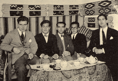 Louis Eaton-Daniel, Juan Centeno, Federico García Lorca, Emilio Prados i José Bello a la Residencia de Estudiantes, Madrid, 1924