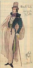 Figurín de Víctor María Cortezo para el personaje de Don Pedro en Mariana Pineda de Federico García Lorca