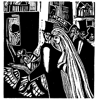 Sin título (La boda). Xilografía reproducida en Revista Casa América-Galicia num.32, agosto 1923
