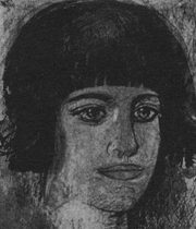 Gregorio Prieto, Retrato de Concha Méndez, s. a. Tinta y aguada sobre papel, 36,5 x 23,8 cm. Museo Fundación Gregorio Prieto, Valdepeñas. 