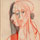 Luis Fernández [atribuido], Sin título (Cabeza de mujer), 1945. Lápices de colores sobre papel, 22,5 x 34,8 cm. En el manuscrito de María Zambrano, Dessin. Poesía. Fundación María Zambrano, Vélez-Málaga.
