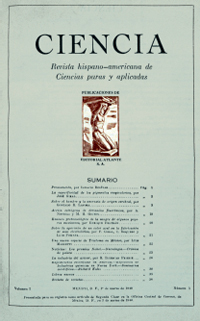 Sumario del primer número de Ciencia, revista publicada en México por los científicos españoles exiliados, 1940. Residencia de Estudiantes, Madrid