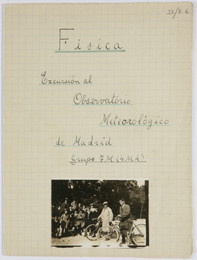 Cuaderno de excursión al Observatorio Meterológico de Dionisio Fernández Fernández, alumno del Instituto-Escuela, 1927-1928