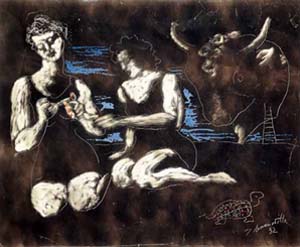 Sin ttulo [Mujeres y cabeza de toro en la playa], 1932