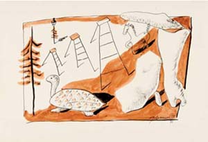 Sin ttulo [Tortuga, caballo, escaleras, figuras ptreas y farol], 1931