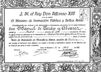 Título de licenciado en Filosofía y Letras de Manuel de Terán, Madrid, 21 de abril de 1927