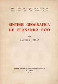 Cubierta de Síntesis geográfica de Fernando Poo, de Manuel de Terán, Madrid,Consejo Superior de Investigaciones Científicas, 1962