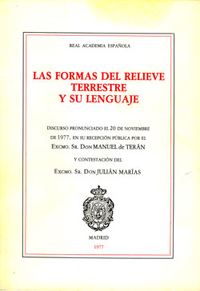 Portada del discurso de ingreso de Manuel de Terán en la Real Academia Española, Madrid,1977