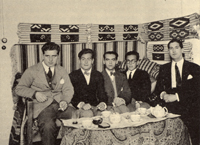Louis Eaton-Daniel, Juan Centeno, Federico García Lorca, Emilio Prados,and José Bello  at la Residencia de Estudiantes, Madrid, 1924.