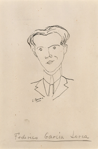Francisco Bores, Retrato de Federico García Lorca, 1923-1925. Tinta sobre papel, 32 x 22,6 cm. Colección de Arte de la Residencia de Estudiantes, Madrid