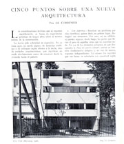 Le Corbusier, «Cinco puntos sobre una nueva arquitectura» en revista Arquitectura. Revista Oficial del Colegio de Arquitectos de Madrid, año X, núm. 107, marzo de1928. Colegio Oficial de Arquitectos de Madrid. Bibliotec